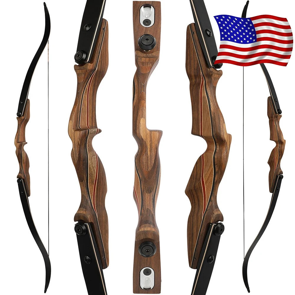 Recurve Split Bow Set  60 Inch Takedown Bow 50/60lbs Right Hand Wood Riser for Adults Hunting Shooting Sports