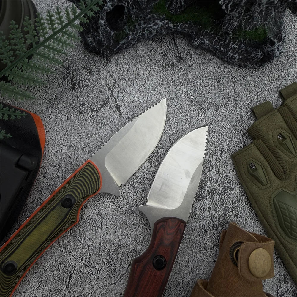 Brand-new Compact Multi-purpose Fixed-blade Knife Leather Sheath Featuring 8Cr13Mov Blade Sturdy Wooden Handle Everyday Knife