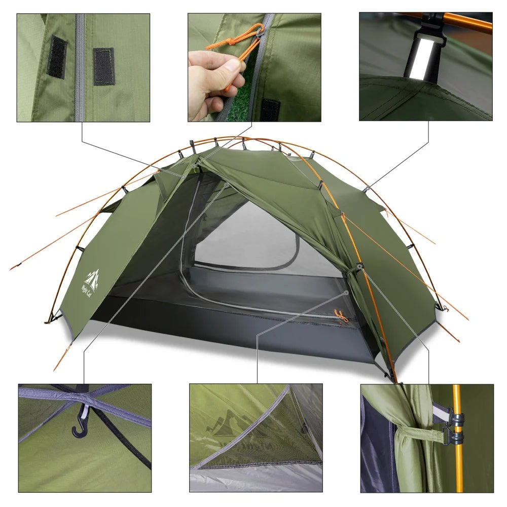Backpacking Tent 2 Person Lightweight Camping Tent with Foldable Pole, Lightweight Fast Setup Double Layers Waterproof Ultralight Tent Compact 7x4.4ft - Two Doors