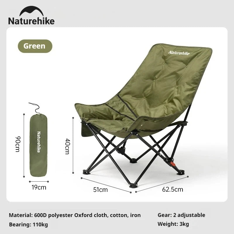 High Back Moon Chair Camping Outdoor Fishing Folding Gather Adjustable Lounge Chair Portable Picnic Leisure Seat