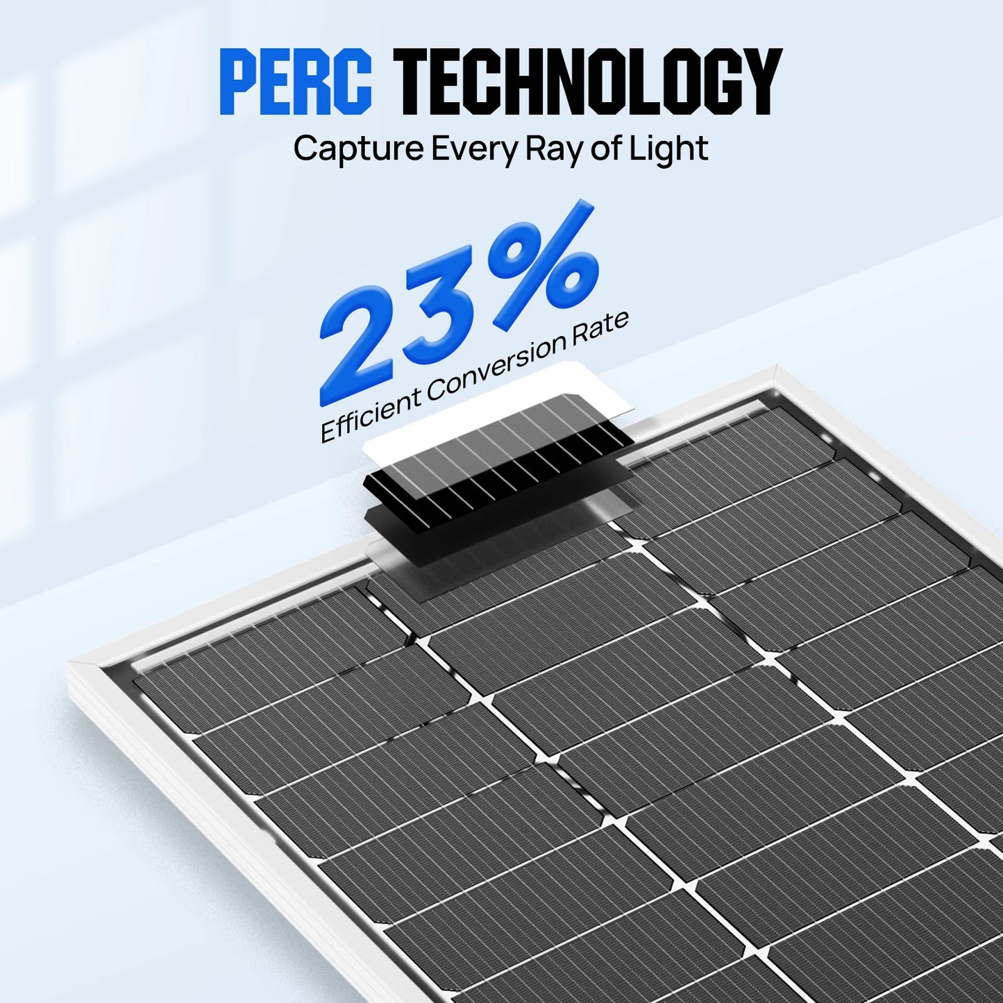 Bifacial 100 Watt 12 Volt Solar Panel Monocrystalline Rigid High-Efficiency PV Module Power Charger for Sunsheds,Rvs