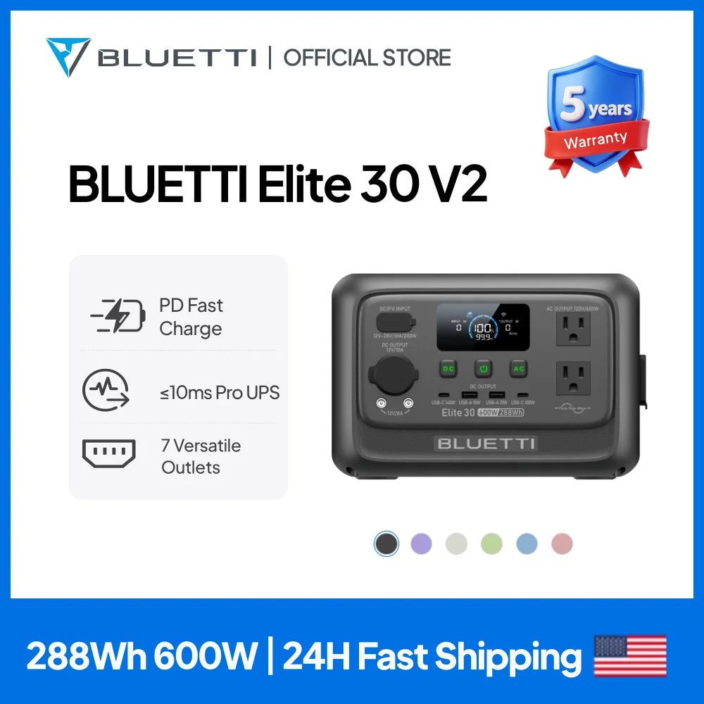 【Renew】 Elite 30 V2 Portable Power Station 288Wh 600W Peak Large Capacity Solar Generator For Outdoor Camping Home Emerge