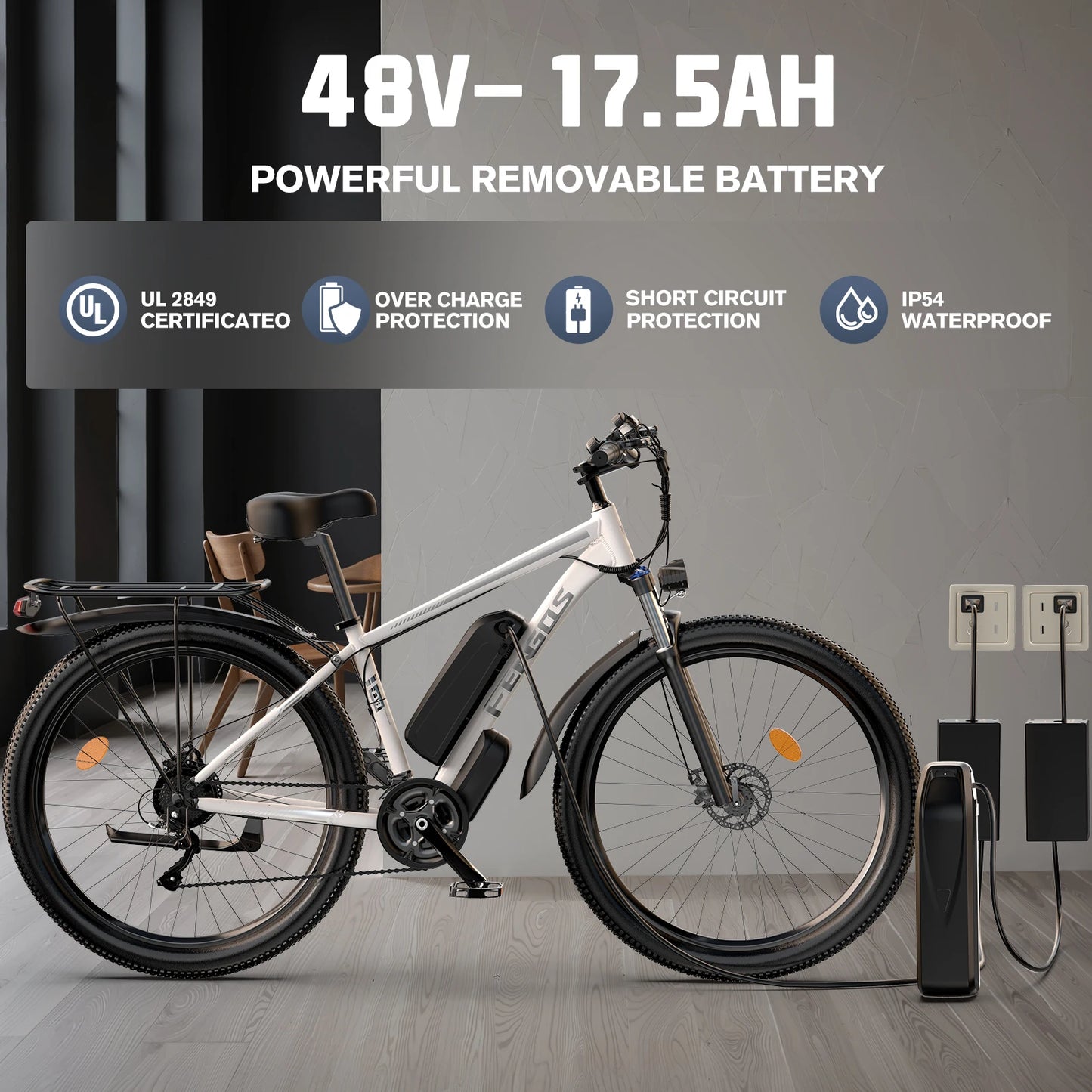2000W dual motor electric bicycle 48V 840WH 80 mile range 32MPH 27.5-inch all terrain dual disc brake shock absorption