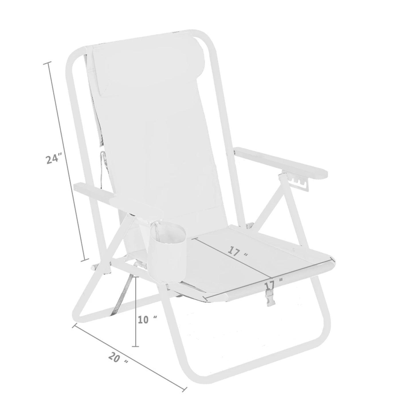 Portable High Strength Beach Chair with Adjustable Headrest Foldable Outdoor Camping Chair 600D Fabric Cup Holder Heavy Blue