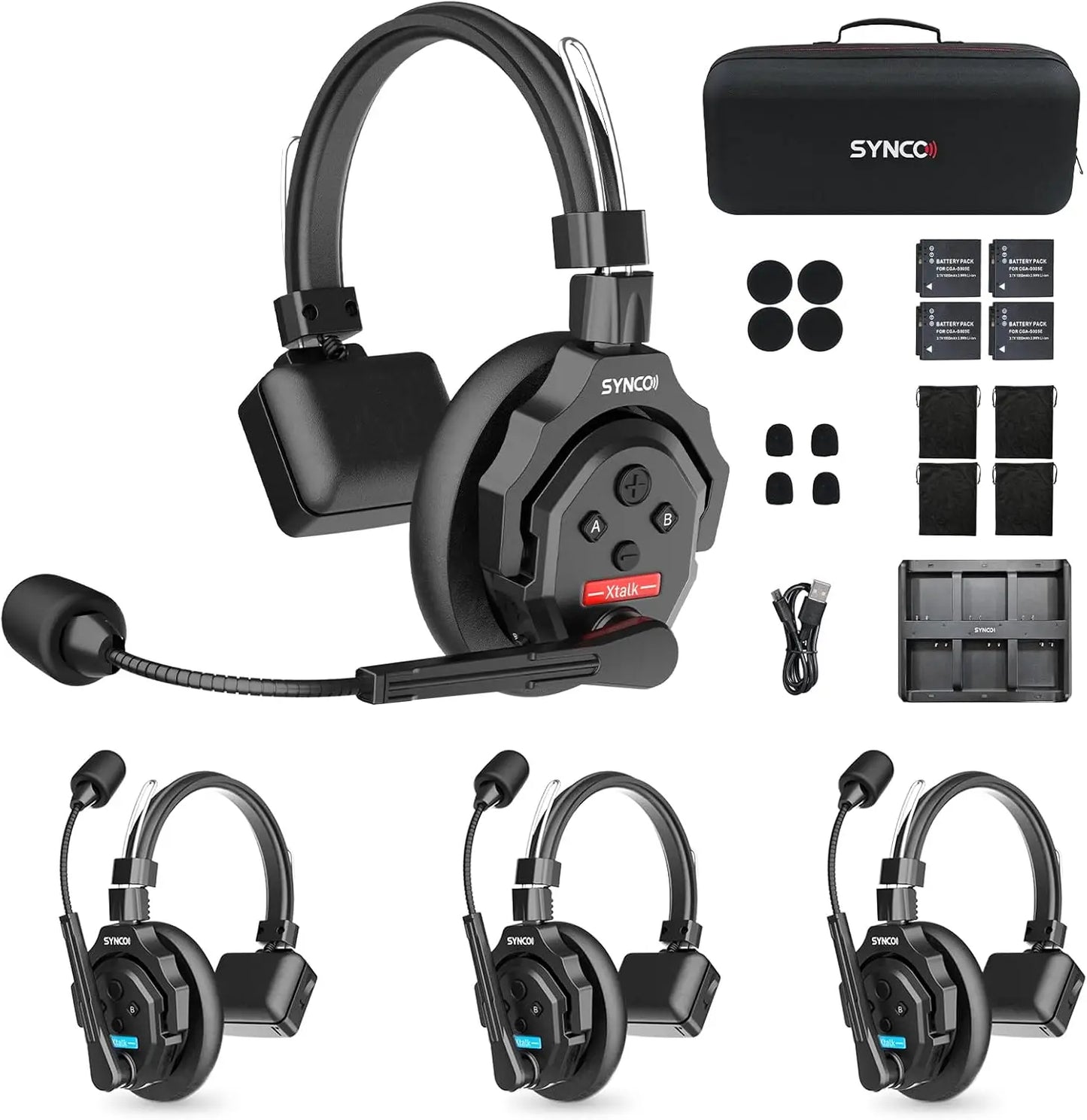 XTALK X2 X5 2.4G Wireless Intercom Headset System 2-Person 350M 1148FT 24H Working Time Noise Reduction for Video Shooting