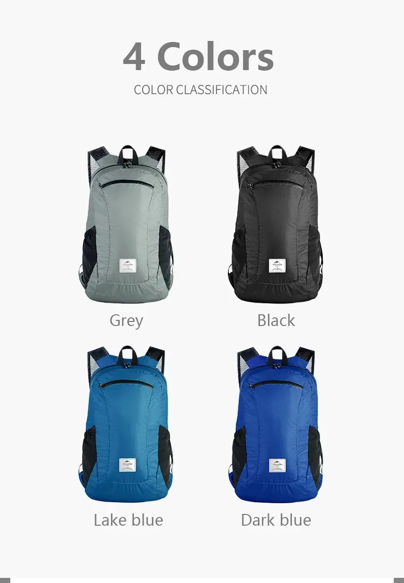 Backpack 18L Black Ultralight Outdoor Waterproof Folding Backpack for Men Women‘s Bag Camping Hiking Shoulder Bag