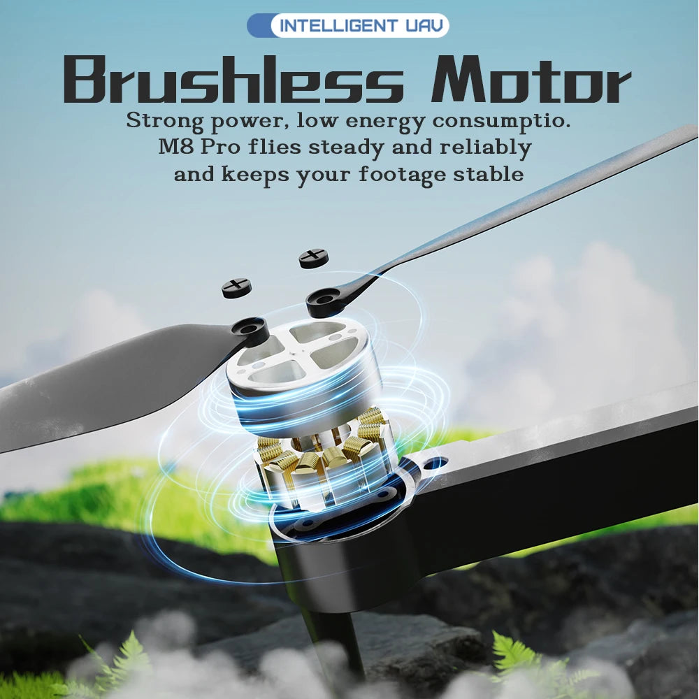 PRO Brushless Motor Drone with 2 Battreys, Intelligent Obstacle Avoidance, Optical Flow,  360-degree rolling, HD Camera