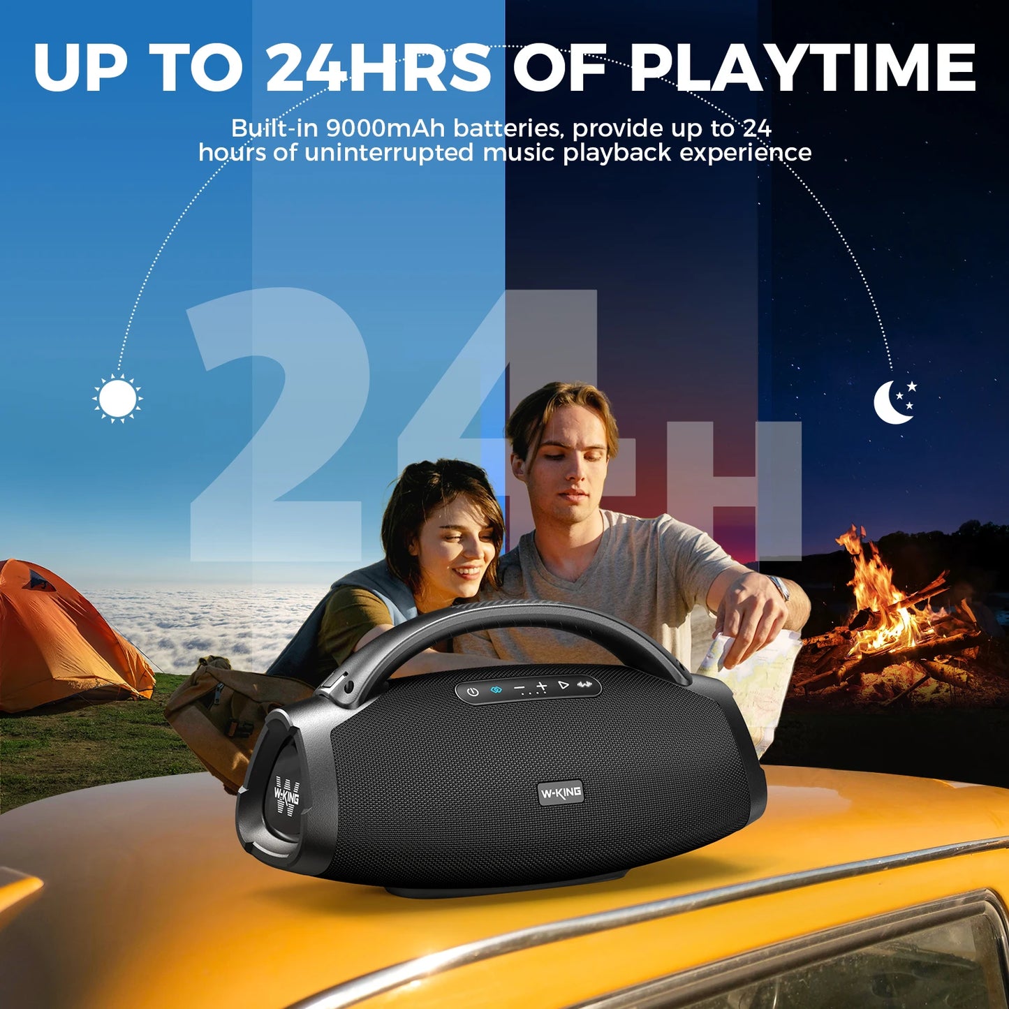 D20 Portable Bluetooth Speakers,200W RMS Massive Bass Party Boombox IPX7 Waterproof Speaker Large, Loud Outdoor Speaker