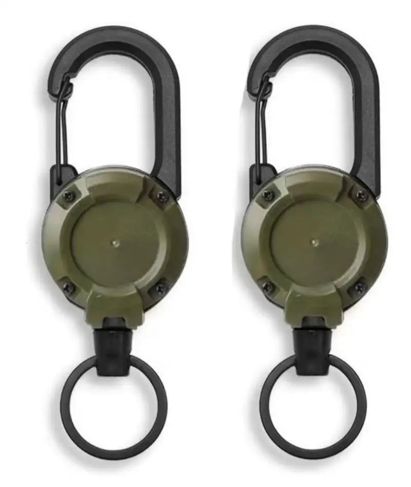 Retractable Heavy Duty Pull Reel Carabiner Strong Steel Wire Rope Buckle Spring Key Ring Outdoor Sporty attachment Keychain Tool