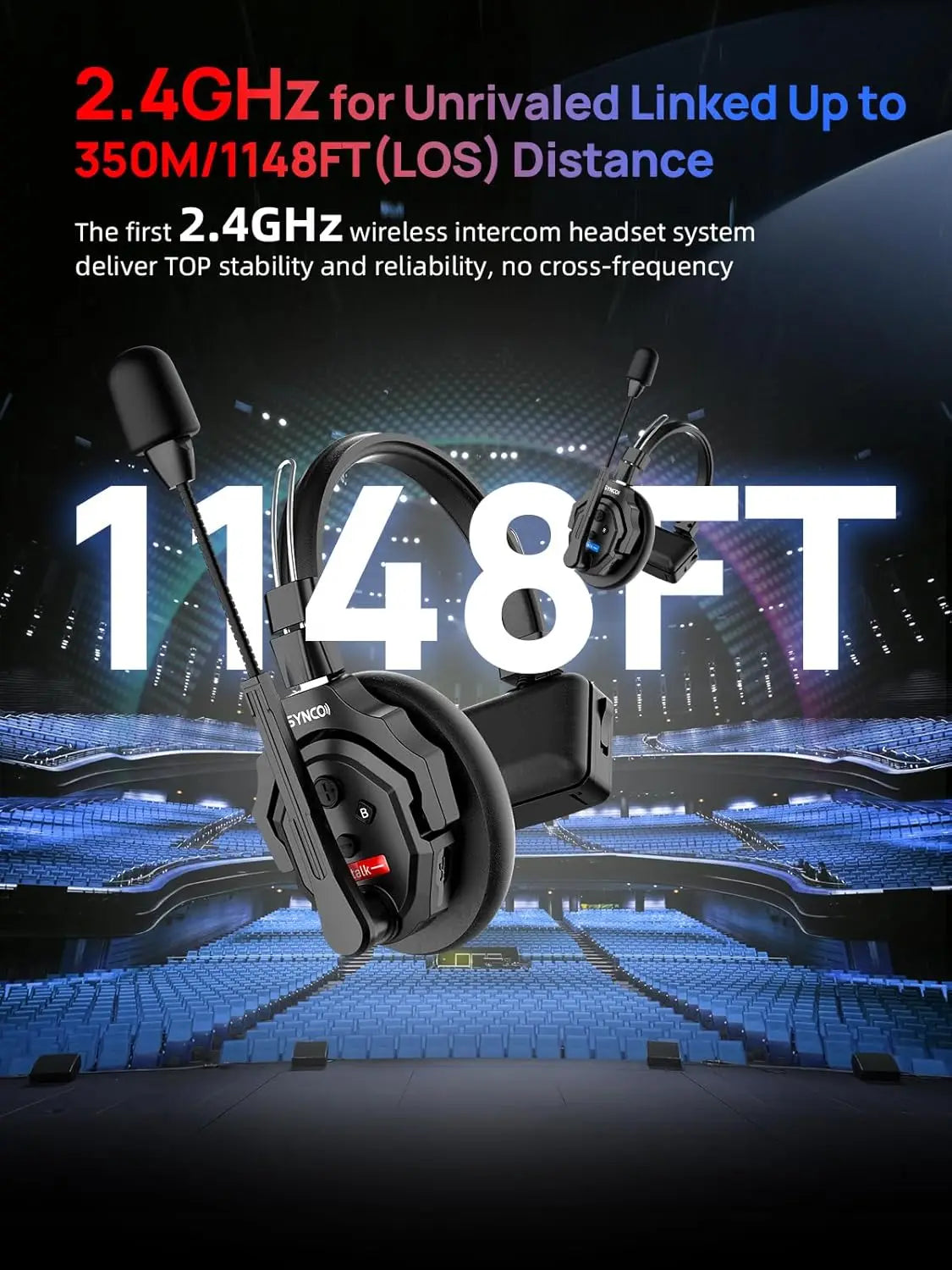 XTALK X2 X5 2.4G Wireless Intercom Headset System 2-Person 350M 1148FT 24H Working Time Noise Reduction for Video Shooting