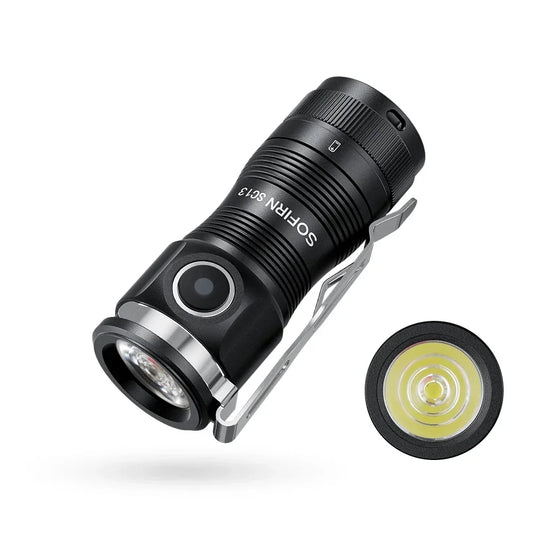 Mini SC13 SST40 LED 1300lm Tactical 18350 Rechargeable Flashlight 6000K Keychain Light with Magnetic