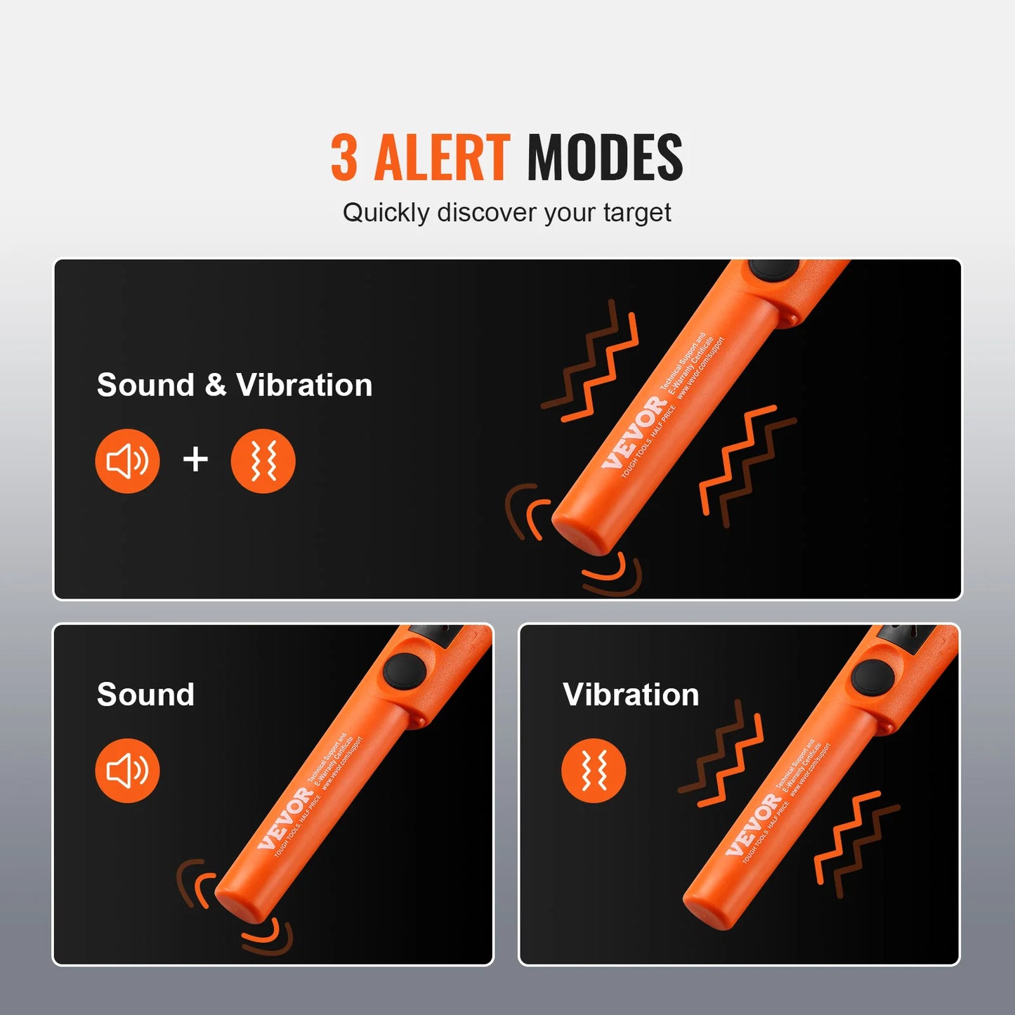 Metal Detector Pin pointer IP66/IP68 Waterproof Handheld Pointer Wand 1.96"/4.5" Detection Depth 3 Modes for Detecting