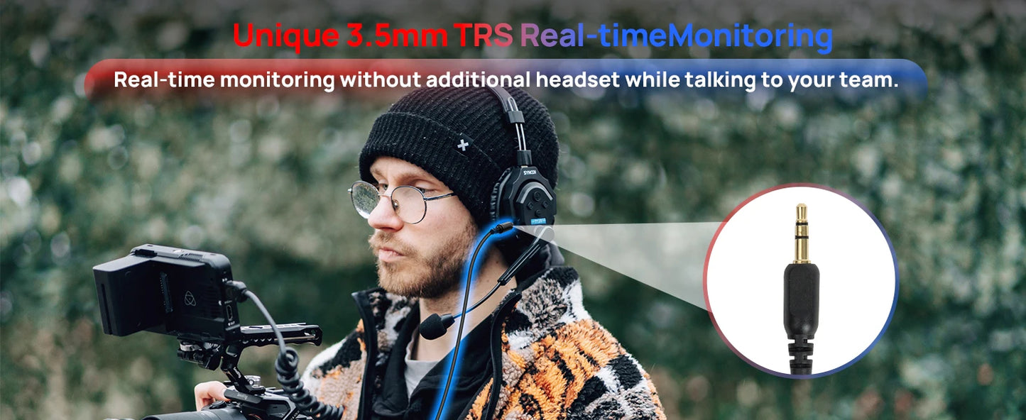 XTALK X2 X5 2.4G Wireless Intercom Headset System 2-Person 350M 1148FT 24H Working Time Noise Reduction for Video Shooting