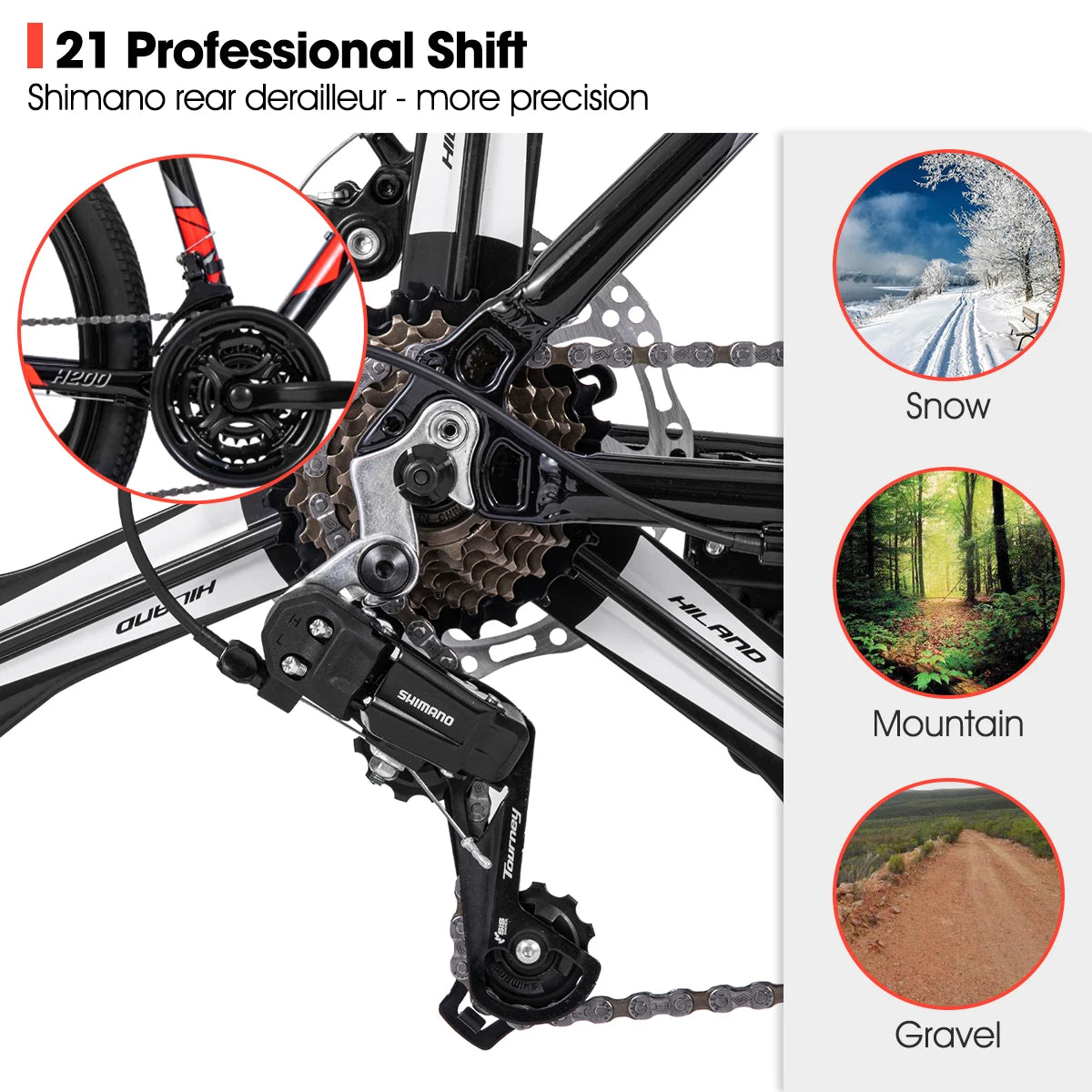 Mountain Bike,Shimano 21 Speeds Drivetrain,Aluminum Frame 26 Inch Wheels, with Disc-Brake for Men Women Men's MTB Bicycle