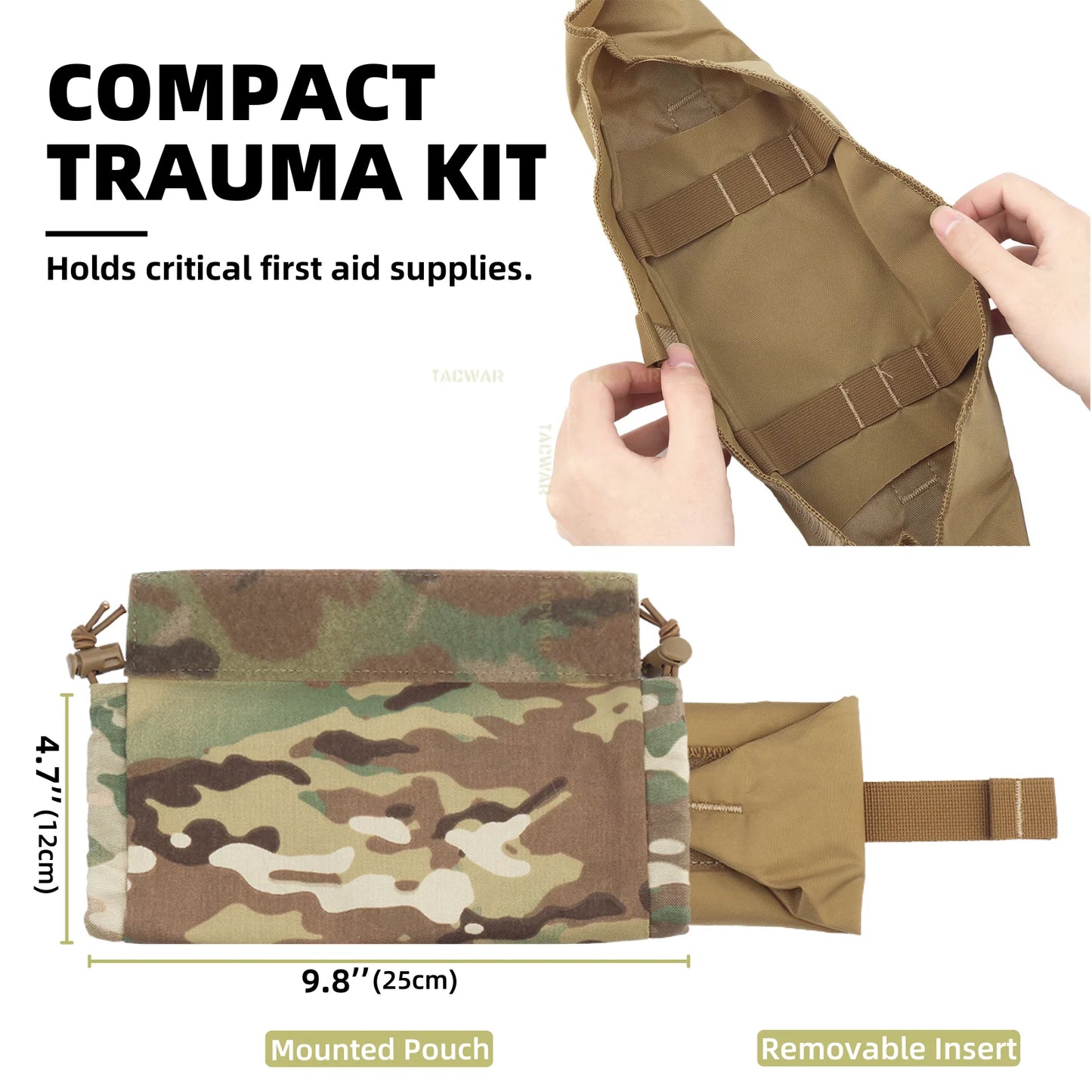IFAKon Roll 1 Trauma Pouch, IFAK First Aid Kit EDC Medical Rapid Belt Bag Waist Bag for Hunting Airsoft Plate Carrier Chest Rig