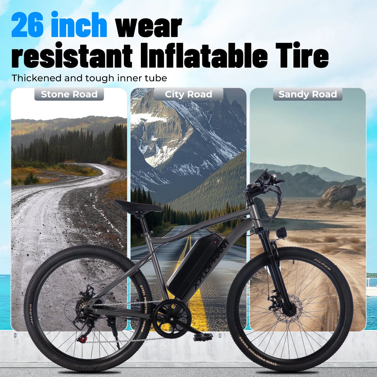 【1 Year Warranty】 Electric Bike,26" Fat Tire Ebike for Adults,350W Peak,Electric Mountain Bike,19.9mph,E bike UL2849