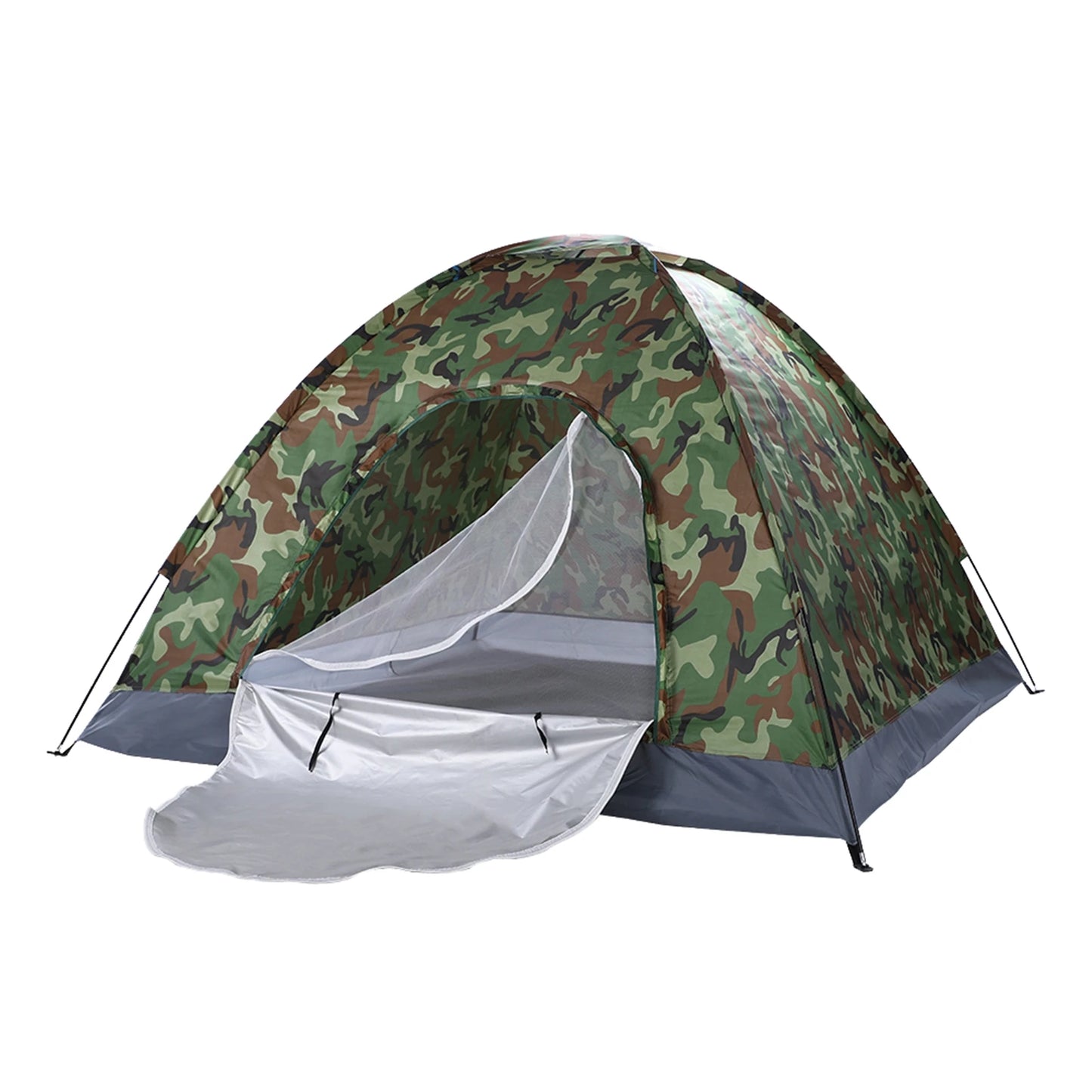 3 4 Person Camping Dome Tent Waterproof UV Proof 180T Silver Coated Polyester Fiberglass Poles Portable Bag Outdoor Camouflage