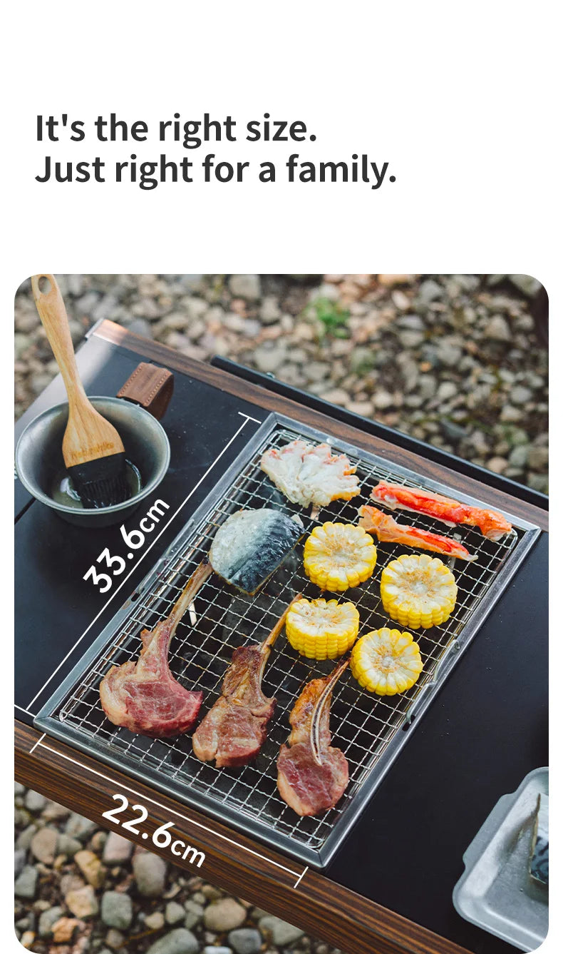 Camping Charcoal Grill for IGT Table Portable Folding Barbecue Grill with Tongs Outdoor Car Cooking BBQ Rack