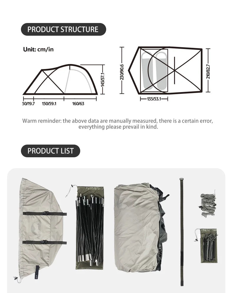 Massif Hot Tent with Stove Jack Waterproof Windproof 4 Season Tent 2 Person Cold Weather Winter Tents for Camping