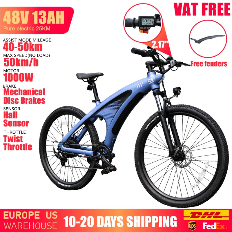 Q5 Electric Bikes for Adults 1000W 48V 13AH Ebikes E Bikes Electric Bicycles 50km/h Electric Dirt Bike Electric E Bikes