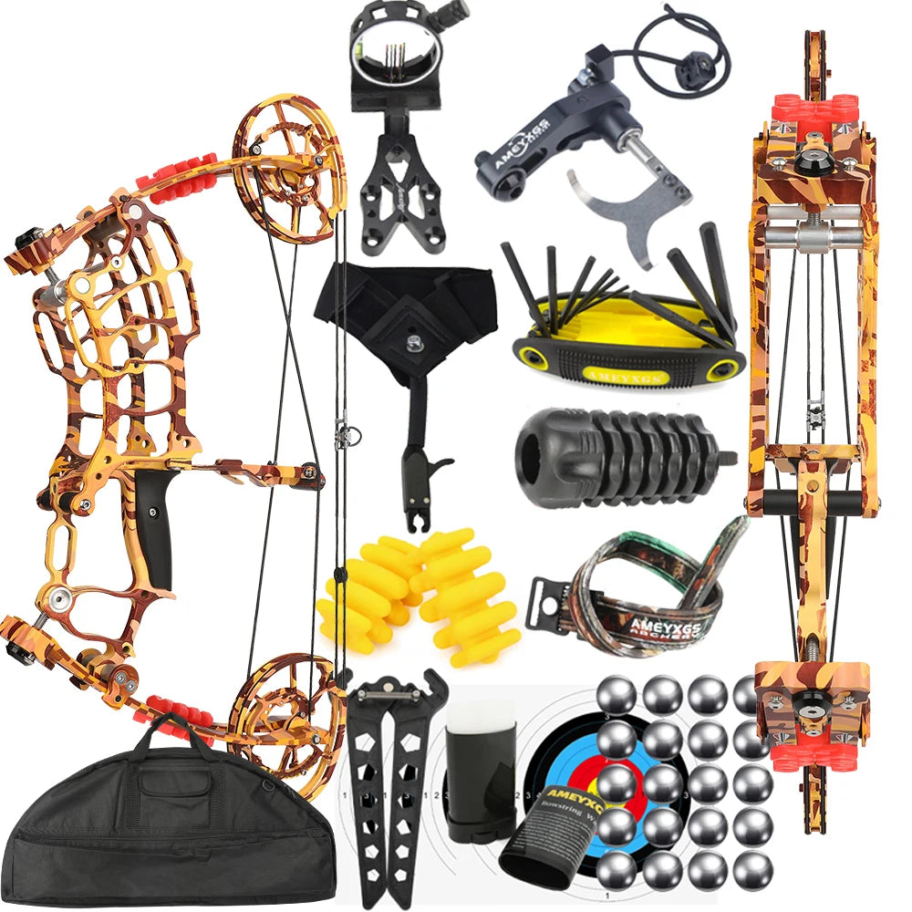 Right Hand Compound Dual-use Bow 30-60lbs 19" Axle Hunting Steel Ball 420FPS  Outdoor Target Shooting Hunting