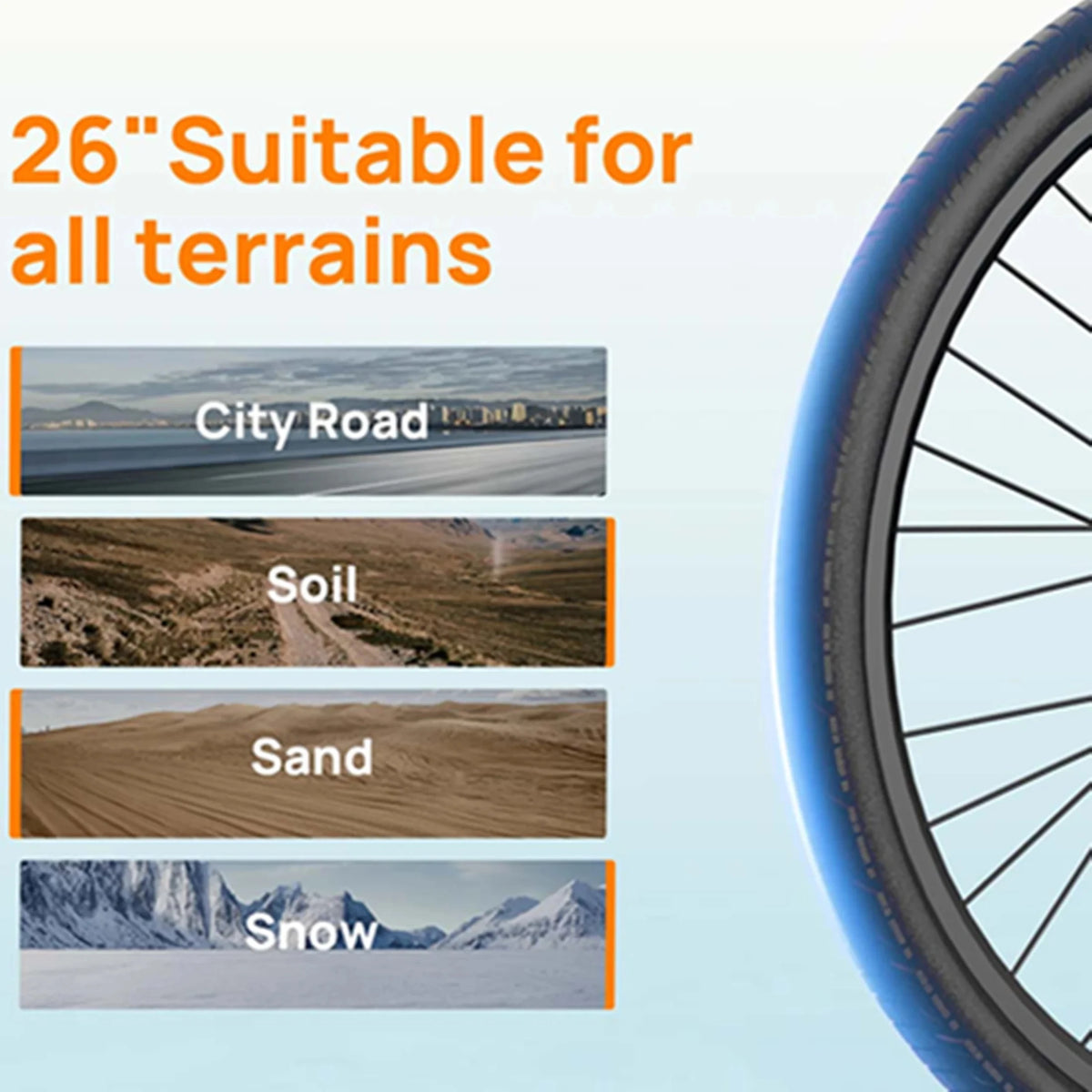 E26 E-Bike 26x2 Inch Tires 48V 10.4Ah Removable Battery LCD Display 7-Speed Hydraulic Disc Brake Adult City Electric Bicycle