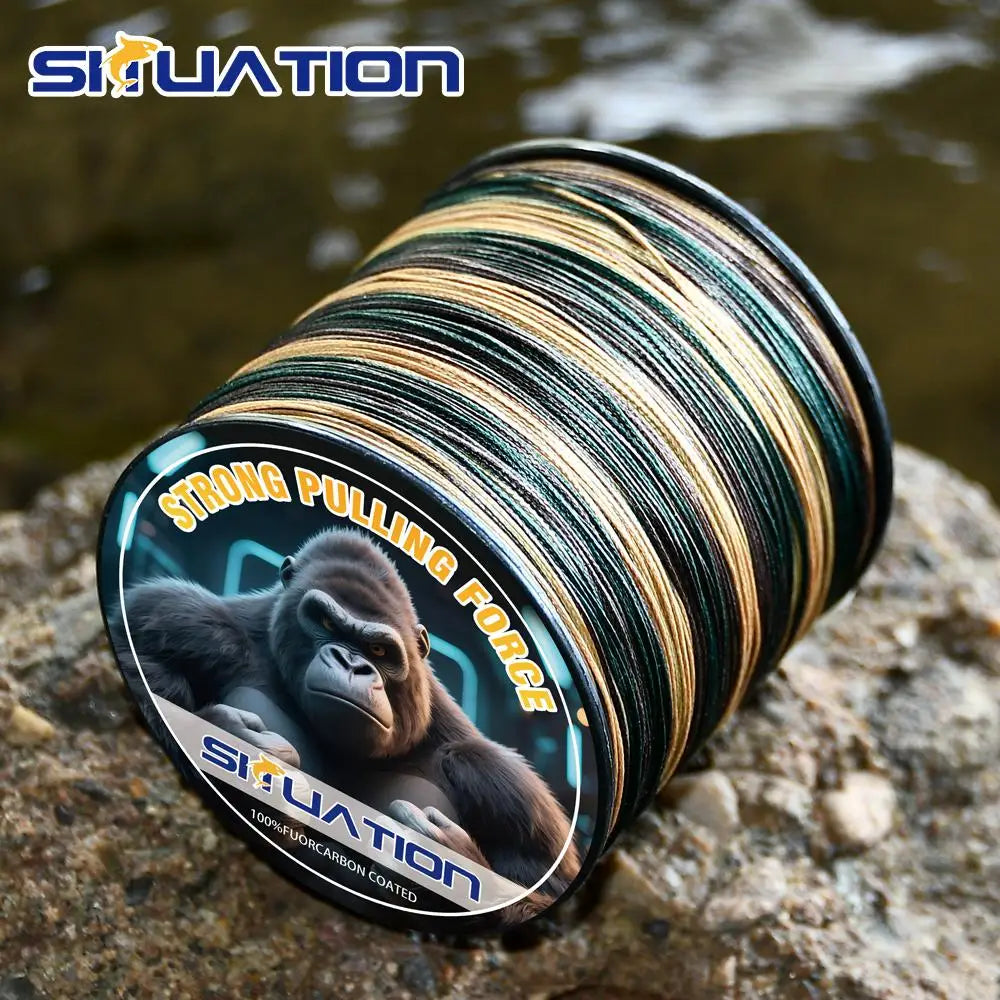 500M-546yds 4X braided PE fishing line, featuring high-visibility color coding, exceptional tensile strength, and dur