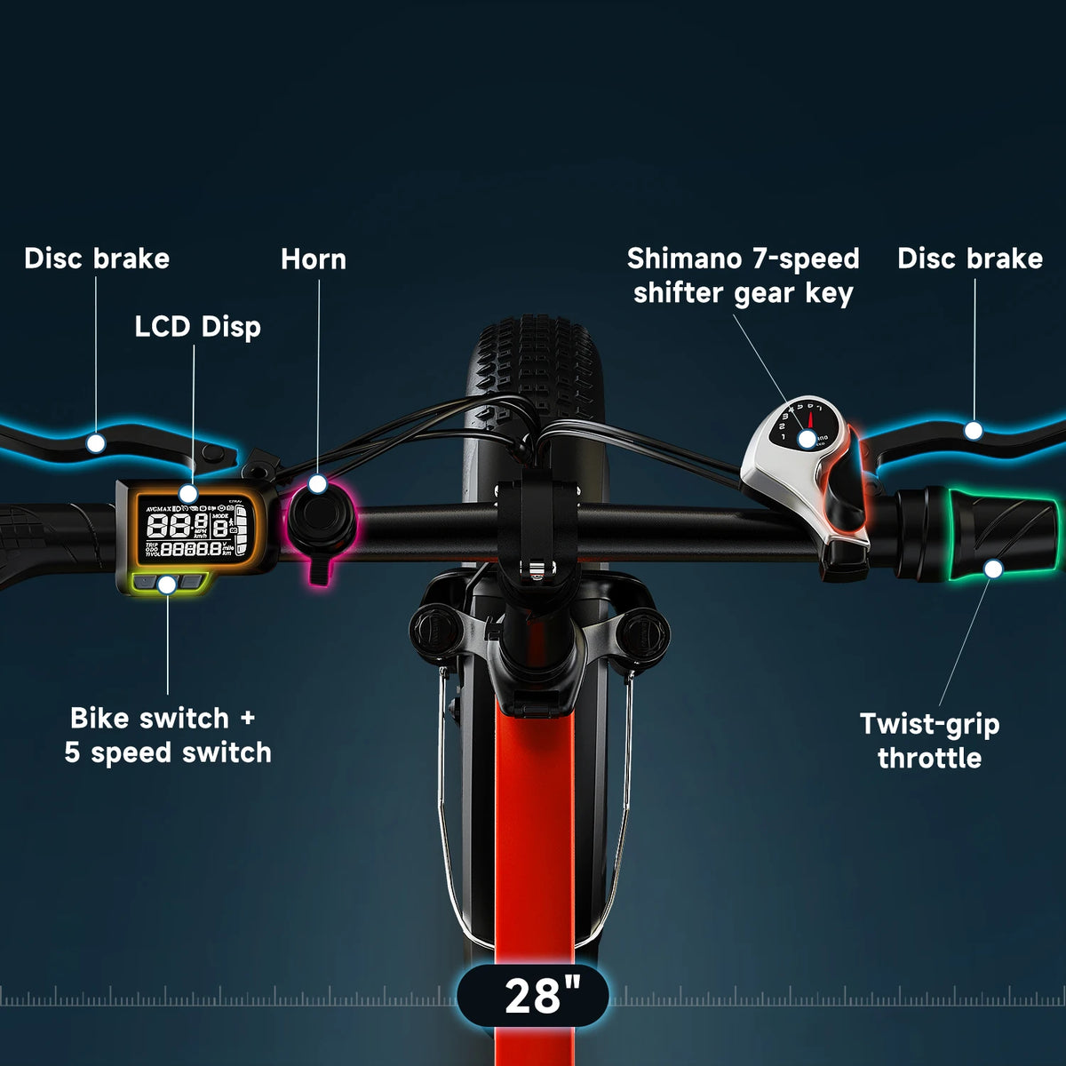 Cybervelo 20” Fat Tire Removable Battery E-Bike 1000W Peak 48V20.8ah 7-Speed Shift Electric Bike 28+MPH 80Miles Long Range EK4