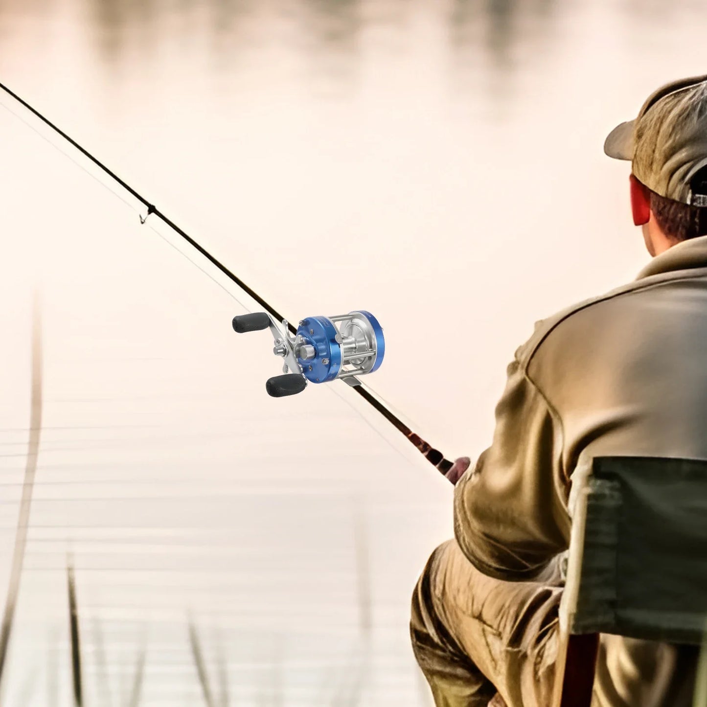 Reel Model #90A Left Hand Retrieve Gear Ratio 3.2:1 Round Baitcasting Conventional for Catfish, Tuna, Inshore Saltwater Fishing