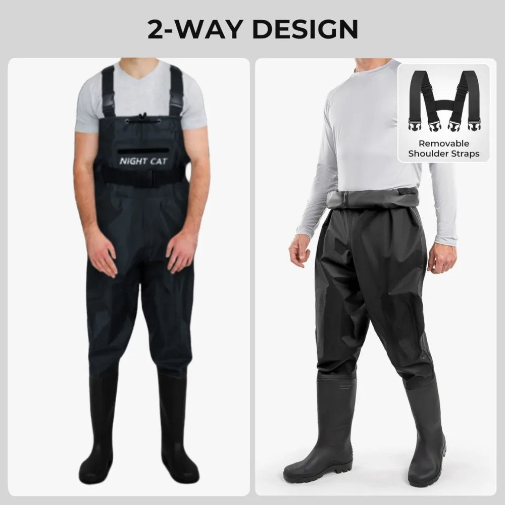 Waterproof Fishing Waders: Hunting Chest Waders with Bootfoot and Belt For Man Woman Fishing Washing Farming Working Breathable, Lightweight, Black  Sizes 6.5–13