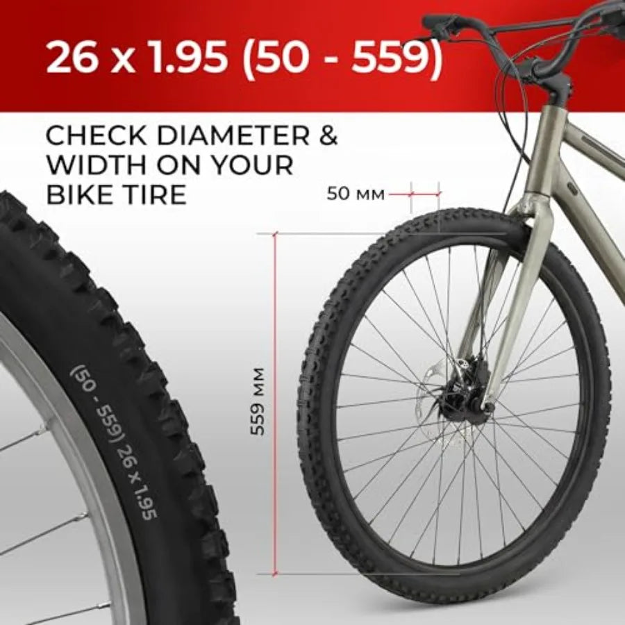 Knobby 26 inch Bike Tires 2X 26 inch Bike Tube 50-559 - Pair 26x1.95 Bike Tire - Mountain Tires Kevlar - 26" Wheelset for El