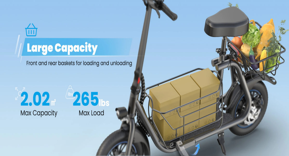 Electric Scooter with Basket for Pet, 3 Riding Modes Foldable Electric Scooter for Adults - up to 20 Miles 18.6MPH