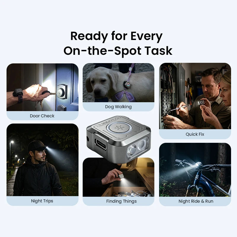 Mini EDC SE1 300LM Pocket Flashlight RGB Signal Ring with UV Light and Magnetic for Night Run Door Check