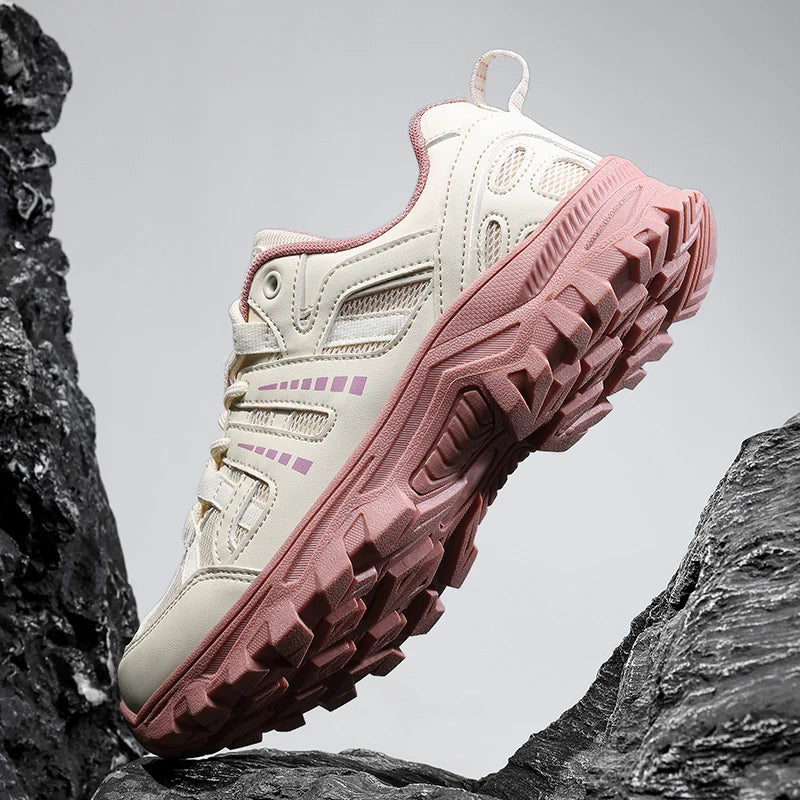 Hiking Shoes Women Shock-absorbing Lace-up Outdoor Low-top Men Shoes Comfortable Flat Breathable Casual Sneakers Men