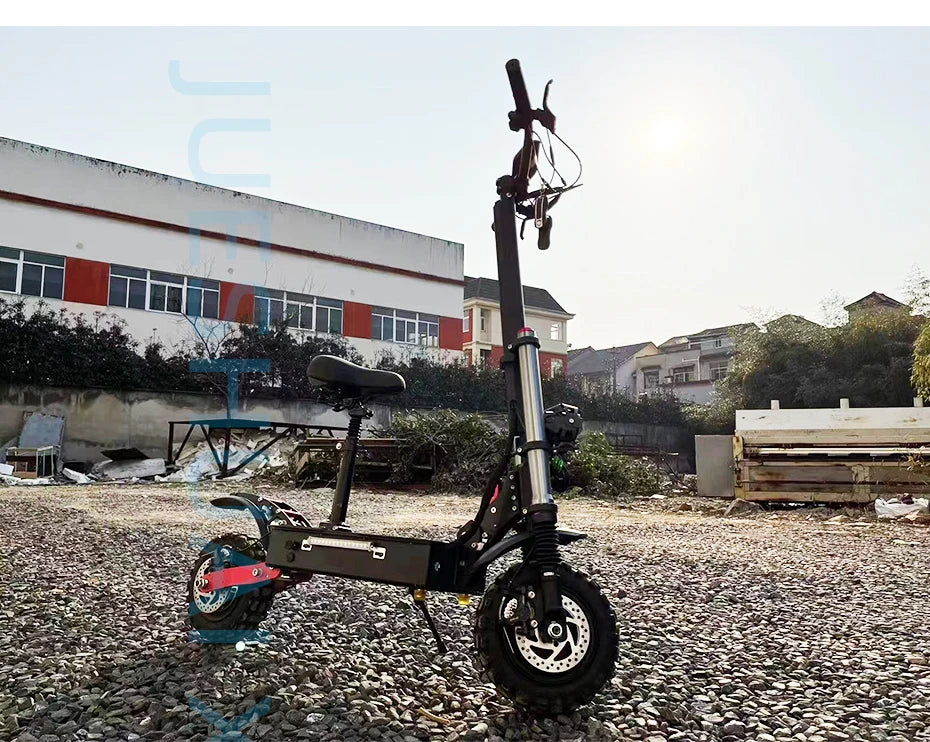 60-85KM/H Fast Electric Scooter for Adults, 1200W-6000W High Power E Scooter Single/Dual Motor, 48V 52V 60V 72V Long Range 40-100KM, 10Ah-30Ah Battery, 11 Inch Off Road Fat Tire All Terrain Electric Scooter with Dual Suspensi