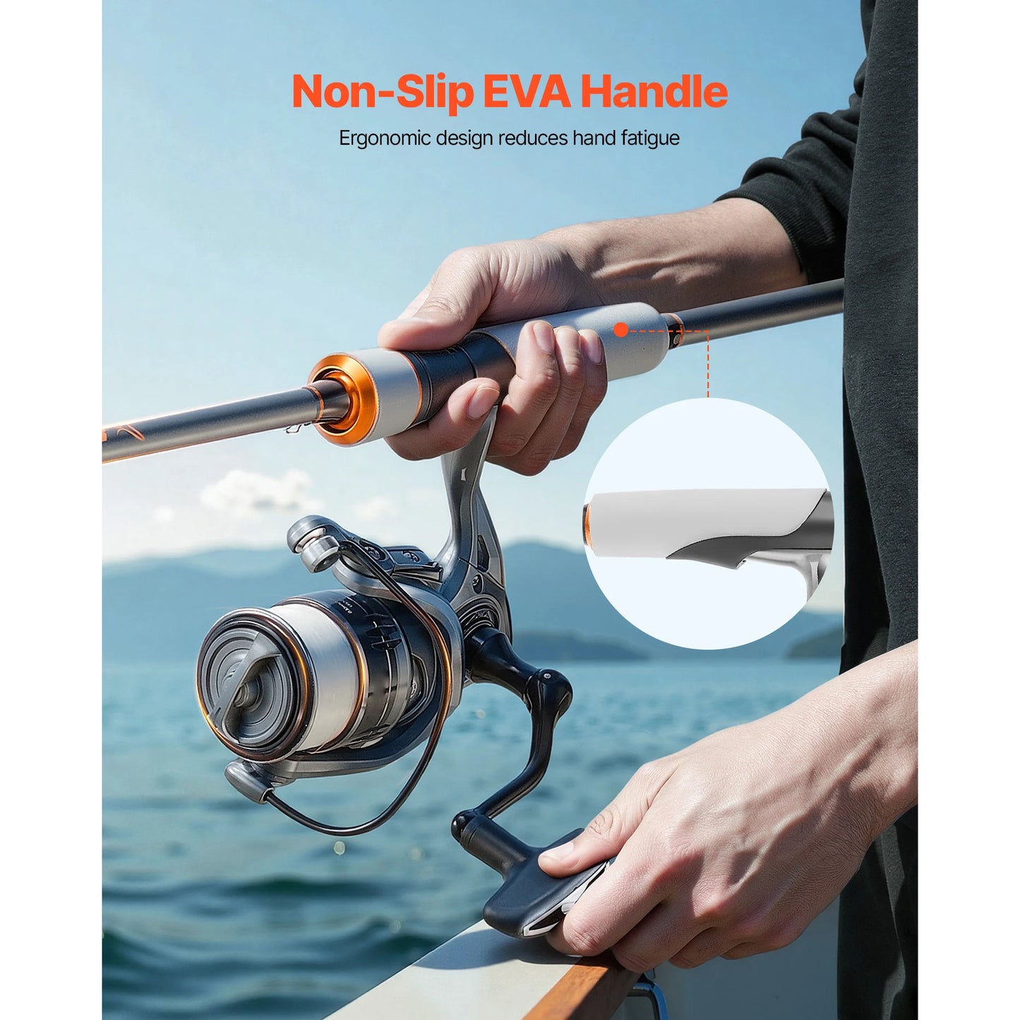 Rod and Fishing Reel Combo IM6/7 Carbon Fiber Spinning Rod with 6.5/7 ft Two-Piece 7+1 Ball Bearings EVA Handle Guides