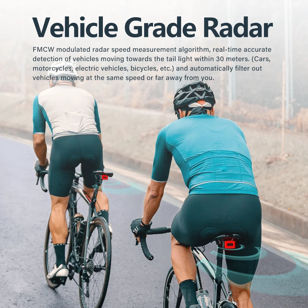 Bicycle tail light radar warning rear light Super bright and safe Millimeter-wave Radar Precision Detection Taillight