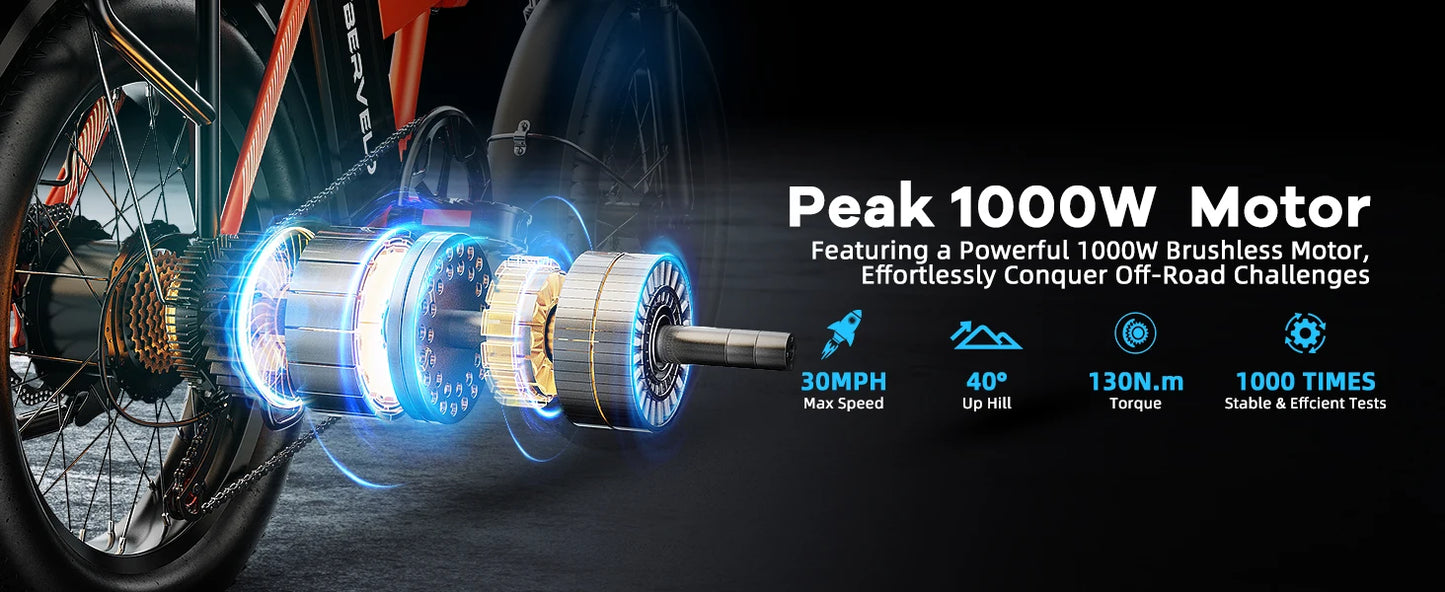 1000W Peak Electric Bike for Adults Foldable 28+MPH 80Miles Removable Battery Fat Tire Off-road E-bike EK4 EK5 Mars700