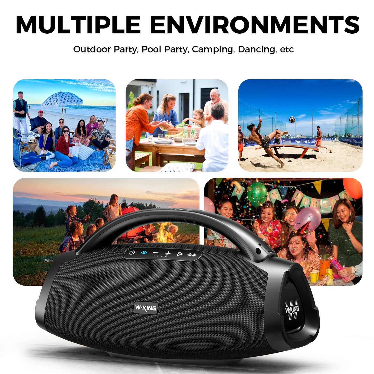 X20 200W RMS Portable Bluetooth Speakers, Massive Bass Party Boombox IPX7 Waterproof Speaker Large, Loud Outdoor Speaker
