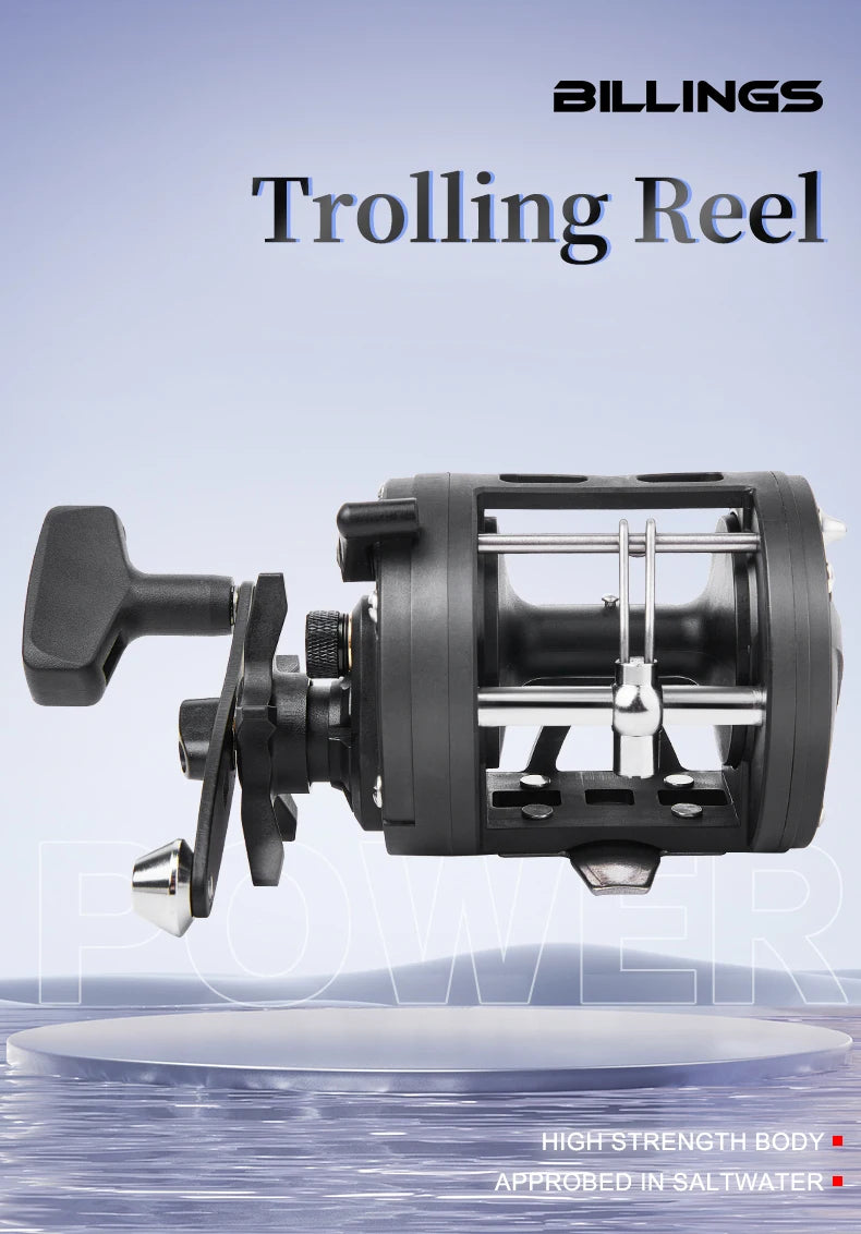 Trolling Drum Fishing Reels 33LB Max Drag 3.8:1 Gear Ratio High Toughness Body Freshwater & Saltwater Universal Bait Caster Fishing Reel
