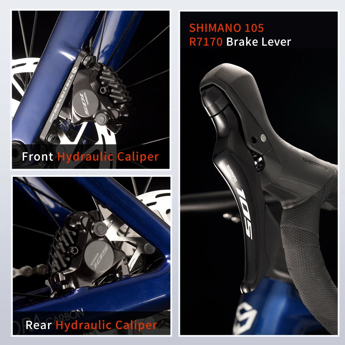 A7L Pro Carbon Fiber Road Bike, 700C Adult Racing Model, Equipped with Shimano 105 R7120 Groupset, 24-Speed Hydraulic Brake