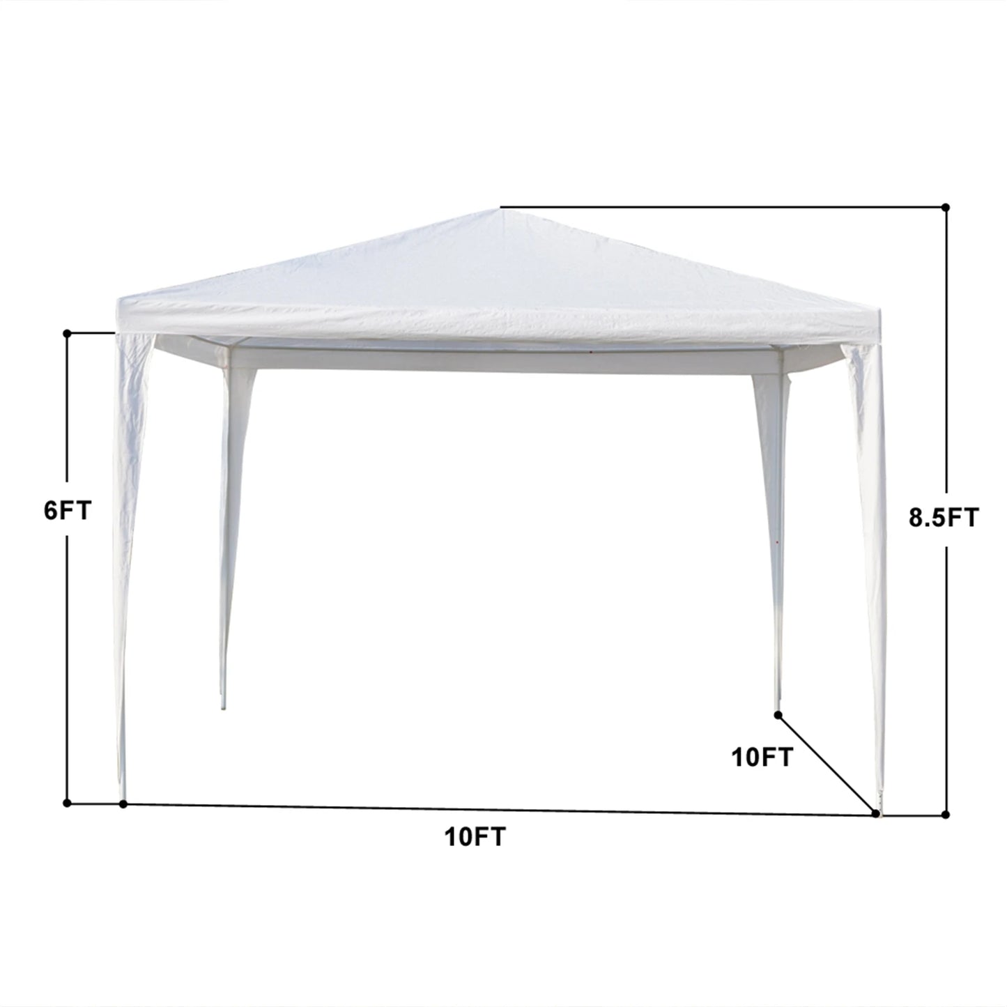 3 x 3 m Waterproof Tent with Spiral Tubes PE Cloth Iron Frame Outdoor Party Wedding Gazebo Heavy Duty Easy Setup White