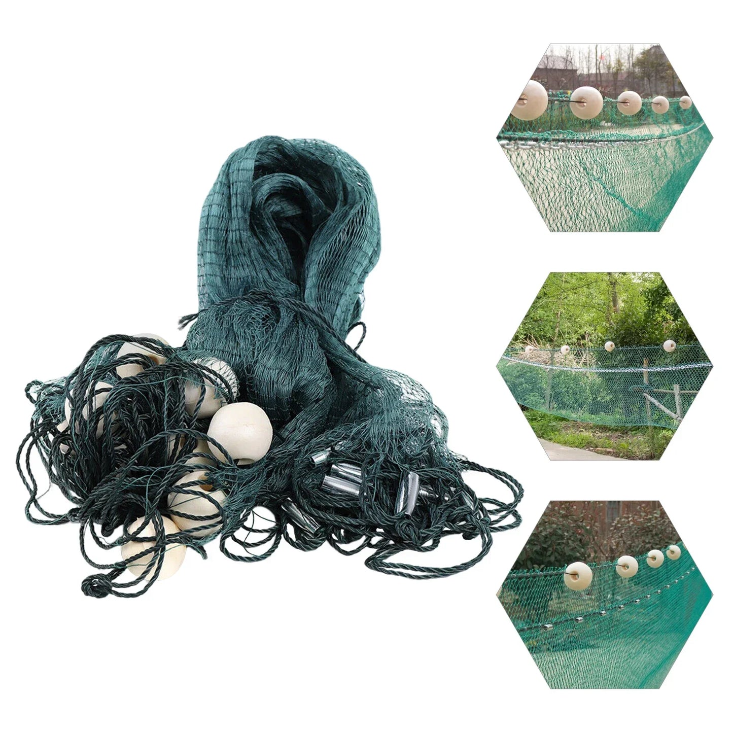 6.5 x 33 ft Large Gill Fishing Net, Hand Made Nylon Beach Seine Nets, High Density Mesh Fishing Equipment Beach Drag