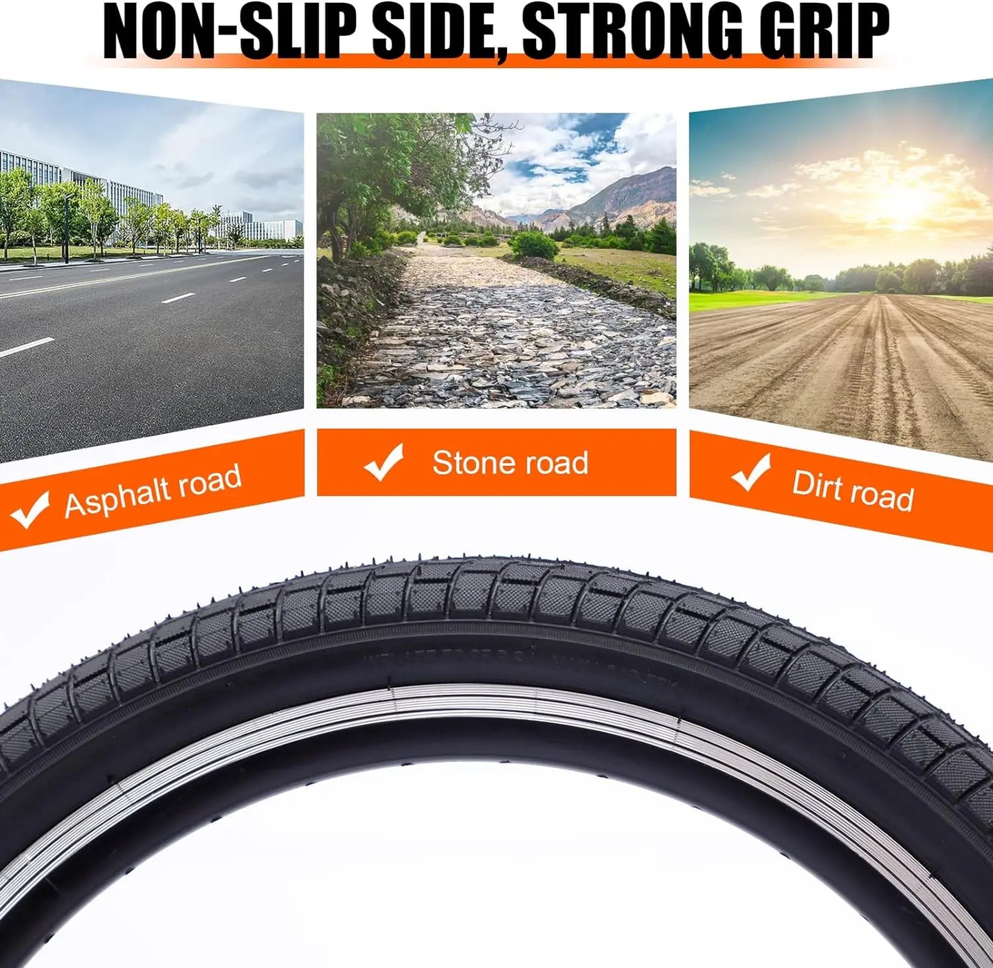 20 x 2.125 Bike tire 2 Pack 20 Bike tire Kids Black Bike Tires Folding Replacement Tires Fits Most Kids Bikes,BMX Tires