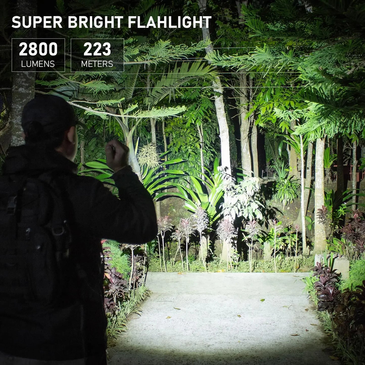 SC28 Powerful Light Tactical XHP50B HD Rechargeable Flashlight 2800 Lumens Lantern EDC Torch IPX8 for Hunting Fishing