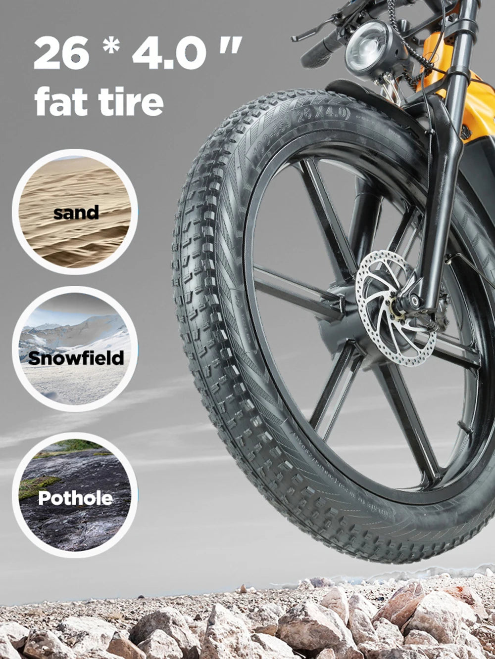Electric Bicycle 2000W Motor 48V 20Ah Battery 50km/h E-Bike 26x4 Inch Tire Off-road Electric Bike Mountain Ebike Snowmobile Bike
