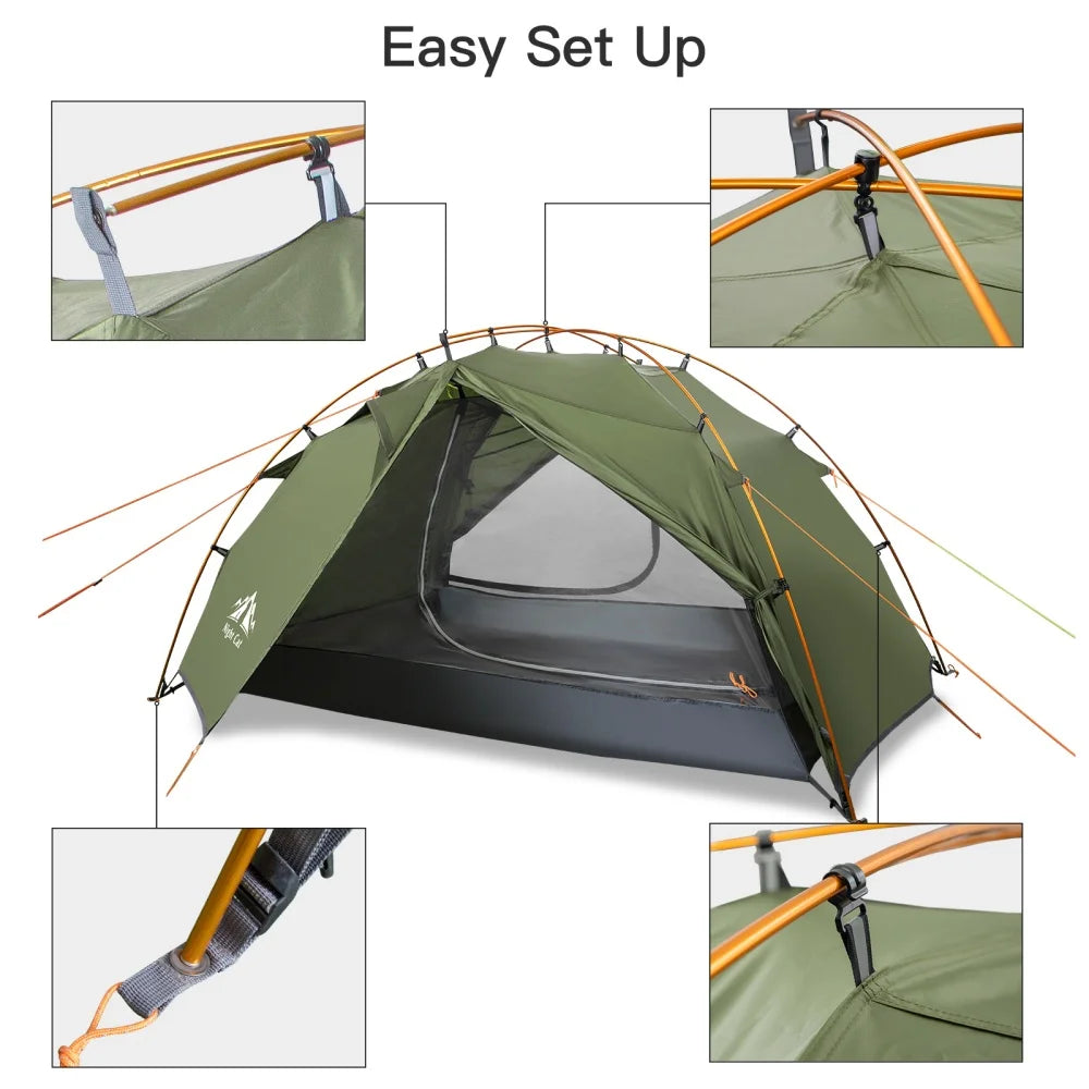 Backpacking Tent 2 Person Lightweight Camping Tent with Foldable Pole, Lightweight Fast Setup Double Layers Waterproof Ultralight Tent Compact 7x4.4ft - Two Doors