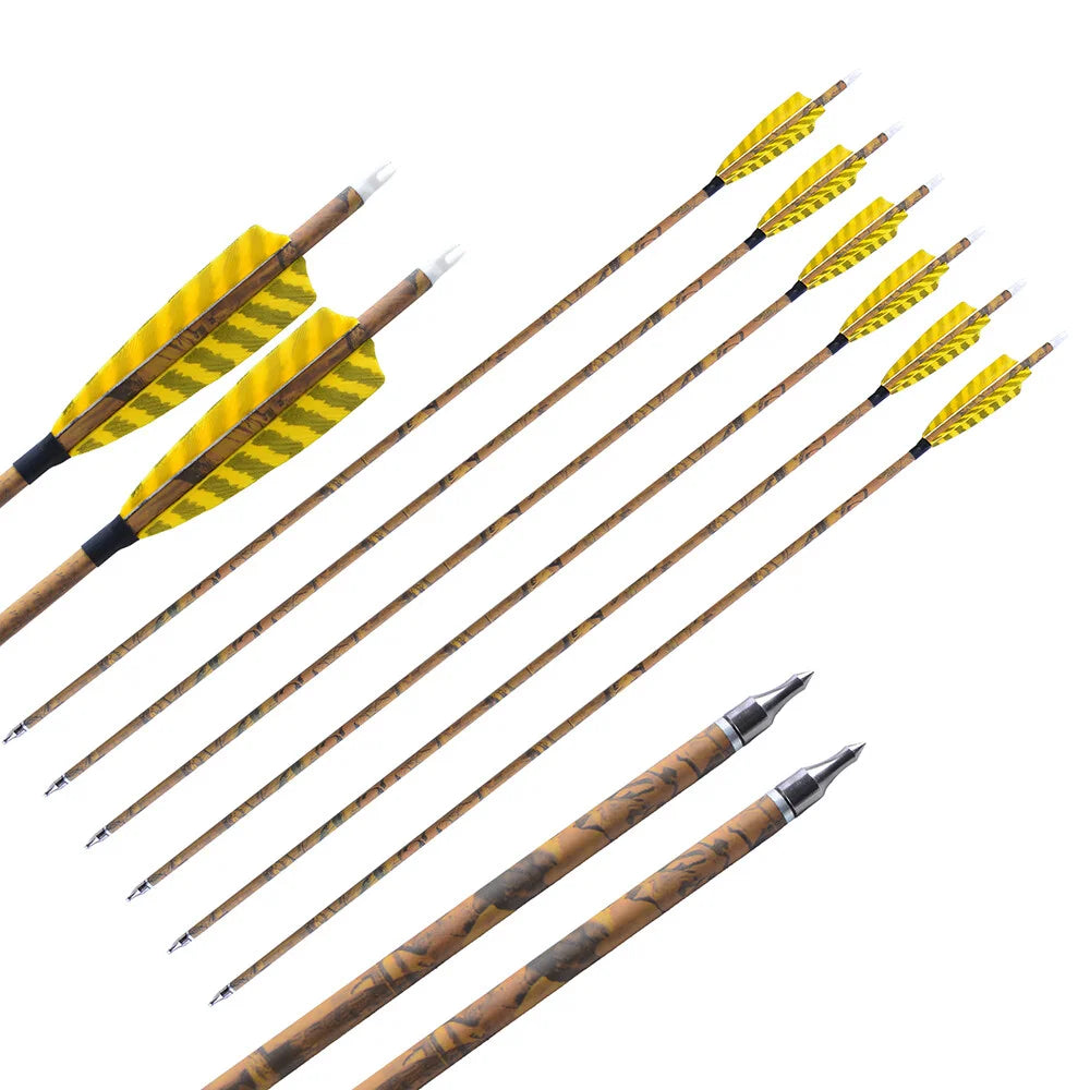 Carbon Arrows 30 Inch Spine 500 Mixed Carbon Shaft ID6.2mm Shield-Shaped Turkey Feathers for Hunting Target Shooting Practice