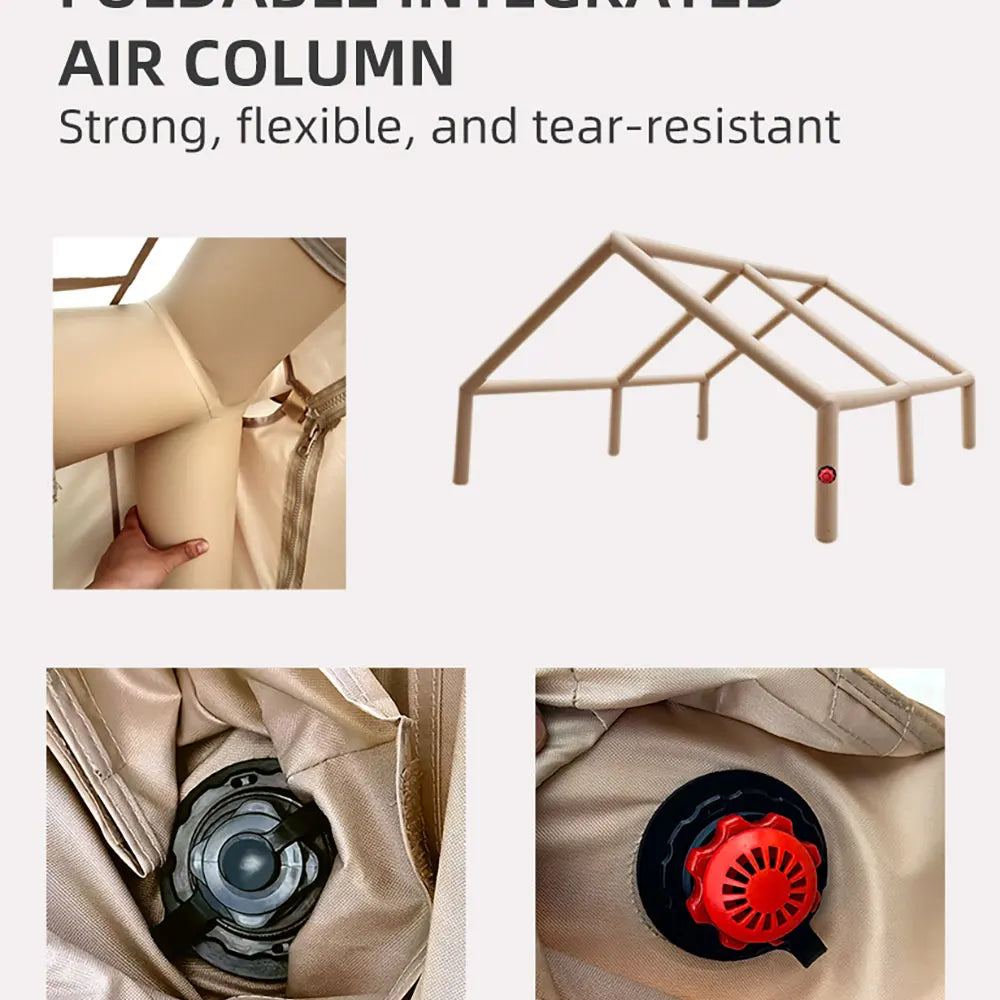 Camping Inflatable Tent for Family, PVC Skylight Air Tube, Camp Base Tents, 12 Square Meters, Large Space, 6-8 Person