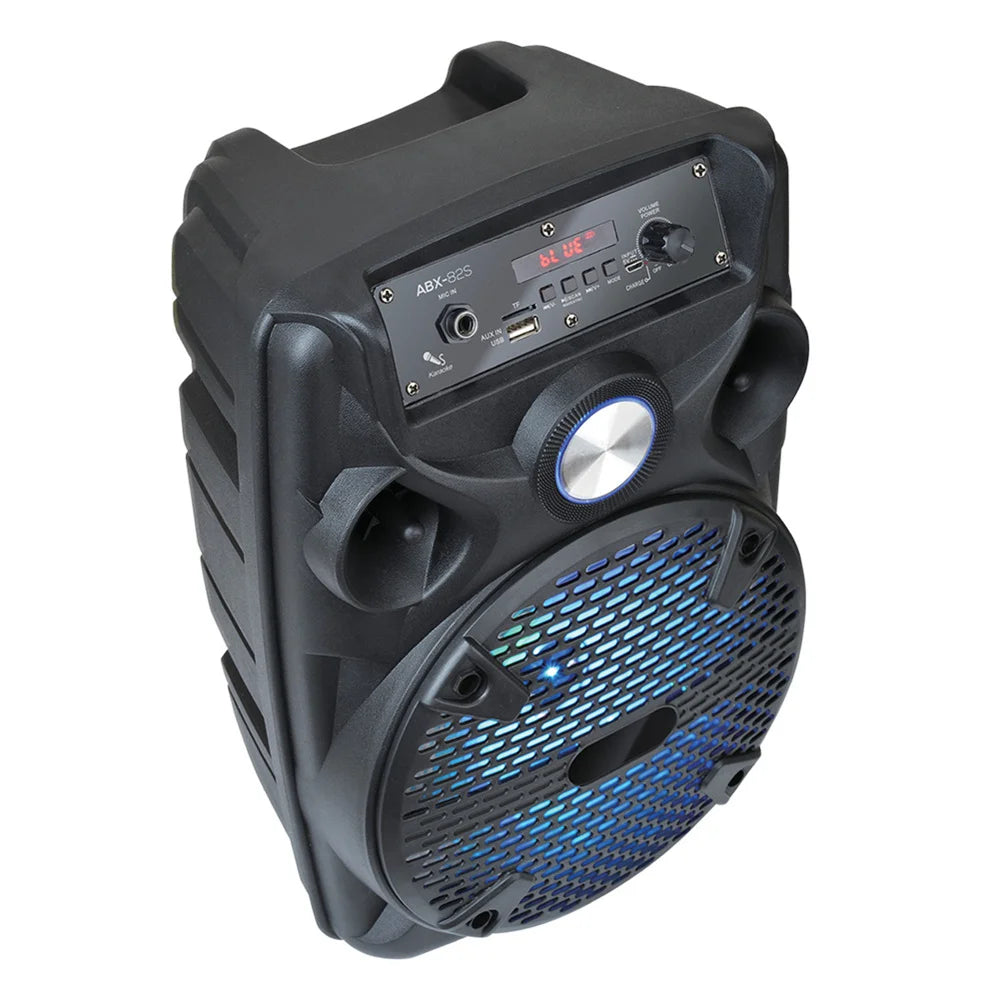 1100W Portable Bluetooth Party Speaker 8" Subwoofer w/Stand Sound System Dj Karaoke RGB Light Rechargeable Speaker with Mic